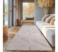 SIMPEX Tappeto Crema Monocromatico Stile Boho Scandinavo 80x250 cm Tappeto Decorativo Morbido e Facile da Mantenere Lavabile Effetto 3D Tappeto per Soggiorno e Camera da Letto