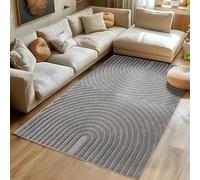 SIMPEX Tappeto da Soggiorno 120x170 cm Grigio Pelo Alto Design Scandi Boho Effetto Alto-Basso Morbido Shaggy Pelo Lungo Soffice Robusto Facile da Pulire Moderno per Camera da Letto