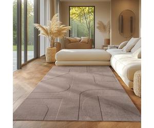 SIMPEX Tappeto Decorativo Boho Scandinavo Beige Monocromatico 160x230 cm Morbido e Facile da Pulire Lavabile Effetto 3D Tappeto per Soggiorno e Camera da Letto