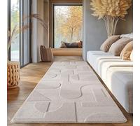 SIMPEX Tappeto Decorativo Boho Scandinavo Crema Monocromatico 80x150 cm Morbido e Facile da Pulire Lavabile Effetto 3D Tappeto per Soggiorno e Camera da Letto