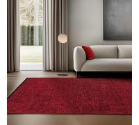 SIMPEX Tappeto in Cotone Rosso 140x200 cm Lavabile Stile Boho Vintage Kelim Pelo Corto Antiscivolo Morbido Tinta Unita Mélange per Soggiorno Camera Studio Cucina