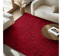 SIMPEX Tappeto in Cotone Rosso 240x340 cm Lavabile Stile Boho Vintage Kelim Pelo Corto Antiscivolo Morbido Tinta Unita Mélange per Soggiorno Camera Studio Cucina