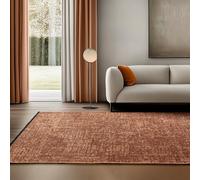 SIMPEX Tappeto in Cotone Terracotta 120x170 cm Lavabile Stile Boho Vintage Kelim Pelo Corto Antiscivolo Morbido Tinta Unita Mélange per Soggiorno Camera Studio Cucina