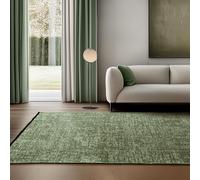 SIMPEX Tappeto in Cotone Verde 120x170 cm Lavabile Stile Boho Vintage Kelim Pelo Corto Antiscivolo Morbido Tinta Unita Mélange per Soggiorno Camera Studio Cucina