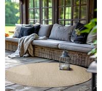 SIMPEX Tappeto Indoor Outdoor rotondo 160 cm beige lavabile impermeabile tessitura piatta per terrazza giardino soggiorno cucina e sala da pranzo