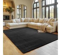SIMPEX Tappeto Nero 140x200 cm Tappeto a Pelo Corto Lavabile, Antiscivolo e Morbido, Design Monocromatico Moderno per Soggiorno, Camera da Letto, Cucina e Cameretta