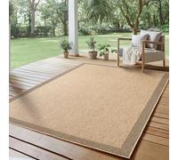 SIMPEX Tappeto Outdoor 120x170 cm Resistente alle Intemperie Facile da Pulire Effetto Juta Naturale Design con Bordura per Soggiorno Camera Terrazza Balcone Giardino