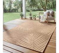 SIMPEX Tappeto Outdoor 140x200 cm Resistente alle Intemperie Facile da Pulire Effetto Juta Naturale Design Palme per Soggiorno Camera Terrazza Balcone Giardino