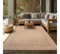 SIMPEX Tappeto Outdoor 160x230 cm Beige Design Bordura Tessuto Piatto Resistente alle Intemperie Lavabile per Soggiorno Sala da Pranzo Terrazza