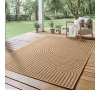 SIMPEX Tappeto Outdoor 160x230 cm Resistente alle Intemperie Facile da Pulire Effetto Juta Naturale Design Scandinavo Boho per Soggiorno Camera Terrazza Balcone Giardino