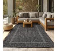 SIMPEX Tappeto Outdoor 80x250 cm Nero Design Bordura Tessuto Piatto Resistente alle Intemperie Lavabile per Corridoio Balcone Terrazza