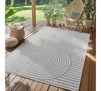SIMPEX Tappeto Outdoor Grigio 120x170 cm Resistente alle Intemperie UV Facile da Pulire Design Scandinavo Boho per Cucina Balcone Terrazza Giardino