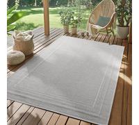 SIMPEX Tappeto Outdoor Grigio 240x340 cm Resistente alle Intemperie UV Facile da Pulire Design Tinta Unita con Bordo per Cucina Balcone Terrazza Giardino