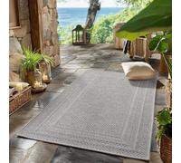 SIMPEX Tappeto Outdoor Grigio 80x150 cm Passatoia Resistente alle Intemperie UV Facile da Pulire Design Tinta Unita con Bordo per Cucina Balcone Terrazza