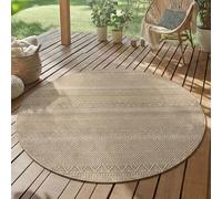 SIMPEX Tappeto Outdoor Rotondo 160 cm Beige Resistente alle Intemperie UV Robusto Facile da Pulire Stile Scandinavo Boho per Terrazza Giardino Soggiorno