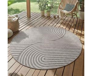 SIMPEX Tappeto Outdoor Rotondo 160 cm Grigio Resistente alle Intemperie UV Facile da Pulire Stile Scandinavo Boho per Terrazza Giardino Soggiorno