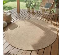 SIMPEX Tappeto Outdoor Rotondo 80 cm Beige Resistente alle Intemperie UV Facile da Pulire Tinta Unita con Bordo per Balcone Cucina Interno Esterno