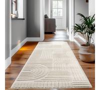 SIMPEX Tappeto Passatoia 80x150 cm Crema, Shaggy Pelo Lungo, Morbido e Accogliente, Design Scandinavo Boho, Tappeto Corridoio, Facile Manutenzione