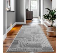 SIMPEX Tappeto Passatoia 80x150 cm Grigio, Shaggy Pelo Lungo, Morbido e Accogliente, Design Scandinavo Boho, Ideale per Corridoio e Ingresso, Facile Manutenzione