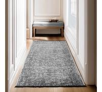 SIMPEX Tappeto Passatoia in Cotone Grigio 80x150 cm Lavabile Stile Boho Vintage Kelim Pelo Corto Antiscivolo Morbido Tinta Unita Mélange per Cucina Camera Corridoio
