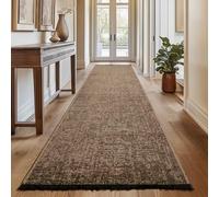 SIMPEX Tappeto Passatoia in Cotone Marrone 80x250 cm Lavabile Stile Boho Vintage Kelim Pelo Corto Antiscivolo Morbido Tinta Unita Mélange per Cucina Camera Corridoio