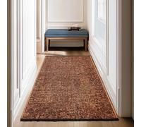 SIMPEX Tappeto Passatoia in Cotone Terracotta 80x150 cm Lavabile Stile Boho Vintage Kelim Pelo Corto Antiscivolo Morbido Tinta Unita Mélange per Cucina Camera Corridoio