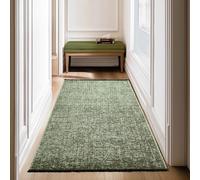 SIMPEX Tappeto Passatoia in Cotone Verde 80x150 cm Lavabile Stile Boho Vintage Kelim Pelo Corto Antiscivolo Morbido Tinta Unita Mélange per Cucina Camera Corridoio
