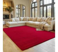 SIMPEX Tappeto Rosso 140x200 cm Tappeto a Pelo Corto Lavabile, Antiscivolo e Morbido, Design Monocromatico Moderno per Soggiorno, Camera da Letto, Cucina e Cameretta