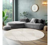 SIMPEX Tappeto Rotondo 80 cm Crema, Shaggy Pelo Lungo, Morbido, Design Scandinavo Boho, Ideale per Soggiorno e Camera