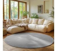 SIMPEX Tappeto Rotondo Argento 200 cm Tappeto a Pelo Corto Lavabile, Rotondo, Antiscivolo e Morbido, Design Monocromatico Moderno per Soggiorno, Camera da Letto, Cucina e Cameretta