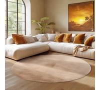 SIMPEX Tappeto Rotondo Beige 200 cm Tappeto a Pelo Corto Lavabile, Rotondo, Antiscivolo e Morbido, Design Monocromatico Moderno per Soggiorno, Camera da Letto, Cucina e Cameretta