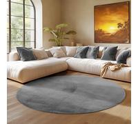 SIMPEX Tappeto Rotondo Grigio 200 cm Tappeto a Pelo Corto Lavabile, Rotondo, Antiscivolo e Morbido, Design Monocromatico Moderno per Soggiorno, Camera da Letto, Cucina e Cameretta