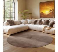 SIMPEX Tappeto Rotondo Marrone 160 cm Tappeto a Pelo Corto Lavabile, Rotondo, Antiscivolo e Morbido, Design Monocromatico Moderno per Soggiorno, Camera da Letto, Cucina e Cameretta