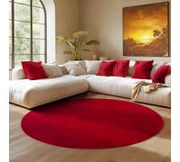 SIMPEX Tappeto Rotondo Rosso 200 cm Tappeto a Pelo Corto Lavabile, Rotondo, Antiscivolo e Morbido, Design Monocromatico Moderno per Soggiorno, Camera da Letto, Cucina e Cameretta