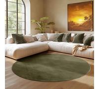 SIMPEX Tappeto Rotondo Verde 200 cm Tappeto a Pelo Corto Lavabile, Rotondo, Antiscivolo e Morbido, Design Monocromatico Moderno per Soggiorno, Camera da Letto, Cucina e Cameretta