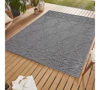 SIMPEX Tappeto Runner Indoor & Outdoor Bou rigio 80x150 cm, Resistente alle Intemperie, Design Scandinavo Boho con Effetto 3D Alto Basso, Ideale per Corridoio Balcone o Cucina