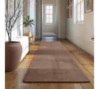 SIMPEX Tappeto Runner Marrone 80x250 cm Tappeto a Pelo Corto Lavabile, Antiscivolo e Morbido, Design Monocromatico Moderno per Camera da Letto, Cucina e Corridoio