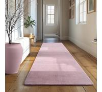 SIMPEX Tappeto Runner Rosa 80x250 cm Tappeto a Pelo Corto Lavabile, Antiscivolo e Morbido, Design Monocromatico Moderno per Camera da Letto, Cucina e Corridoio