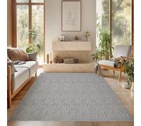 SIMPEX Tappeto Salotto 200x290 cm Grigio Design Vintage Bouclé Anelli Stile Scandinavo Moderno Morbido Resistente Facile da Pulire Grande Tappeto per Soggiorno Sala da Pranzo Camera
