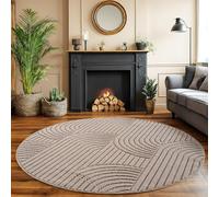 SIMPEX Tappeto Salotto Rotondo 160 cm Beige Design Boho Bouclé Anelli Stile Scandinavo Moderno Morbido Resistente Facile da Pulire Grande Tappeto per Soggiorno Sala da Pranzo Camera