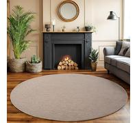 SIMPEX Tappeto Salotto Rotondo 160 cm Beige Tinta Unita Bouclé Anelli Stile Scandinavo Moderno Morbido Resistente Facile da Pulire Grande Tappeto per Soggiorno Sala da Pranzo Camera