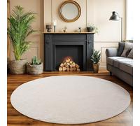 SIMPEX Tappeto Salotto Rotondo 160 cm Crema Tinta Unita Bouclé Anelli Stile Scandinavo Moderno Morbido Resistente Facile da Pulire Grande Tappeto per Soggiorno Sala da Pranzo Camera