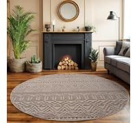 SIMPEX Tappeto Salotto Rotondo 200 cm Beige Design Vintage Bouclé Anelli Stile Scandinavo Moderno Morbido Resistente Facile da Pulire Grande Tappeto per Soggiorno Sala da Pranzo Camera