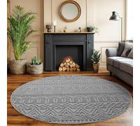 SIMPEX Tappeto Salotto Rotondo 200 cm Grigio Design Vintage Bouclé Anelli Stile Scandinavo Moderno Morbido Resistente Facile da Pulire Grande Tappeto per Soggiorno Sala da Pranzo Camera