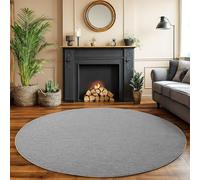 SIMPEX Tappeto Salotto Rotondo 200 cm Grigio Tinta Unita Bouclé Anelli Stile Scandinavo Moderno Morbido Resistente Facile da Pulire Grande Tappeto per Soggiorno Sala da Pranzo Camera