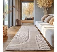 SIMPEX Tappeto Scandinavo Boho Crema Monocromatico 80x250 cm Tappeto Decorativo Morbido e Facile da Pulire Lavabile Effetto 3D Tappeto per Soggiorno e Camera da Letto Tappeto Runner
