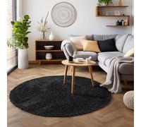 SIMPEX tappeto shaggy rotondo 200 cm antracite soffice e decorativo ideale come elemento centrale per soggiorno moderno