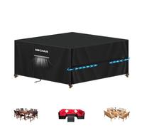 SIMPHAUS Coperture Tavoli da Giardino Copri Balcone Esterno Copri Tavolo Impermeabile Copertura SPA 220x220x90cm Telo Copri Mobili da Esterno con Sfiato d'Aria Antivento Tessuto Oxford 420D Anti-UV