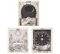 Simpkeely 3 Pezzi Arazzi da Parete Tarocchi, Il Sole, La Luna, La stella, Tappezzeria per Camera Psichedeliche Mistica, per Soggiorno, Camera da Letto, Decorazione per Dormitorio - 40,6 x 50,8 cm