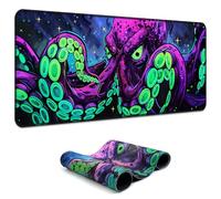 Simpkeely Blacklight Octopus Gaming Mouse Pad - Tappetino per mouse da gioco con tentacoli di Kraken reattivi ai raggi UV, neon che si illumina al buio, impermeabile, con base in gomma antiscivolo